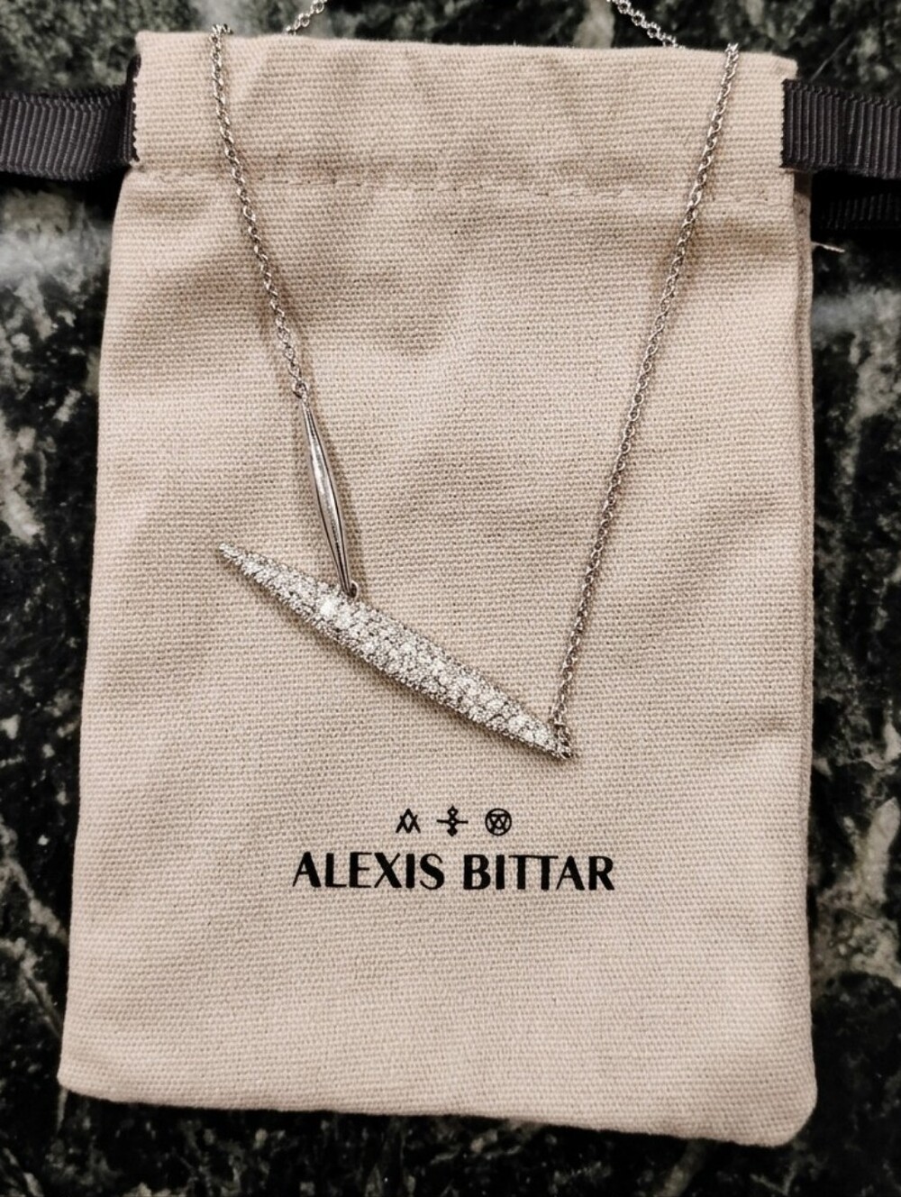 Alexis Bittar Silver Crystal Bar Pendant Necklace 💎✨ - Picture 1 of 5